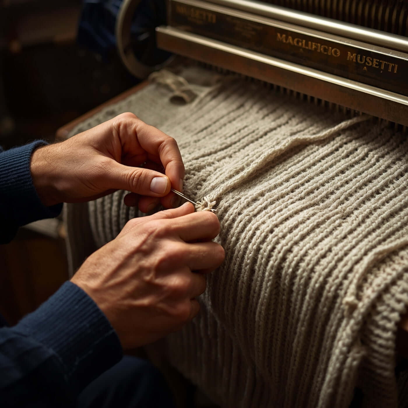 Mani_Lavorano_Telaio_Golfino_Cashmere_Cane